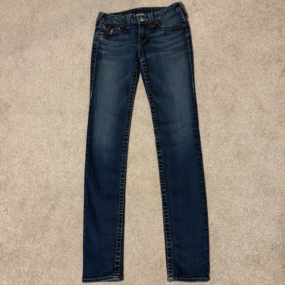 Vintage True Religion Julie Skinny Low Rise Jeans Womens 27 Dark Wash Y2K